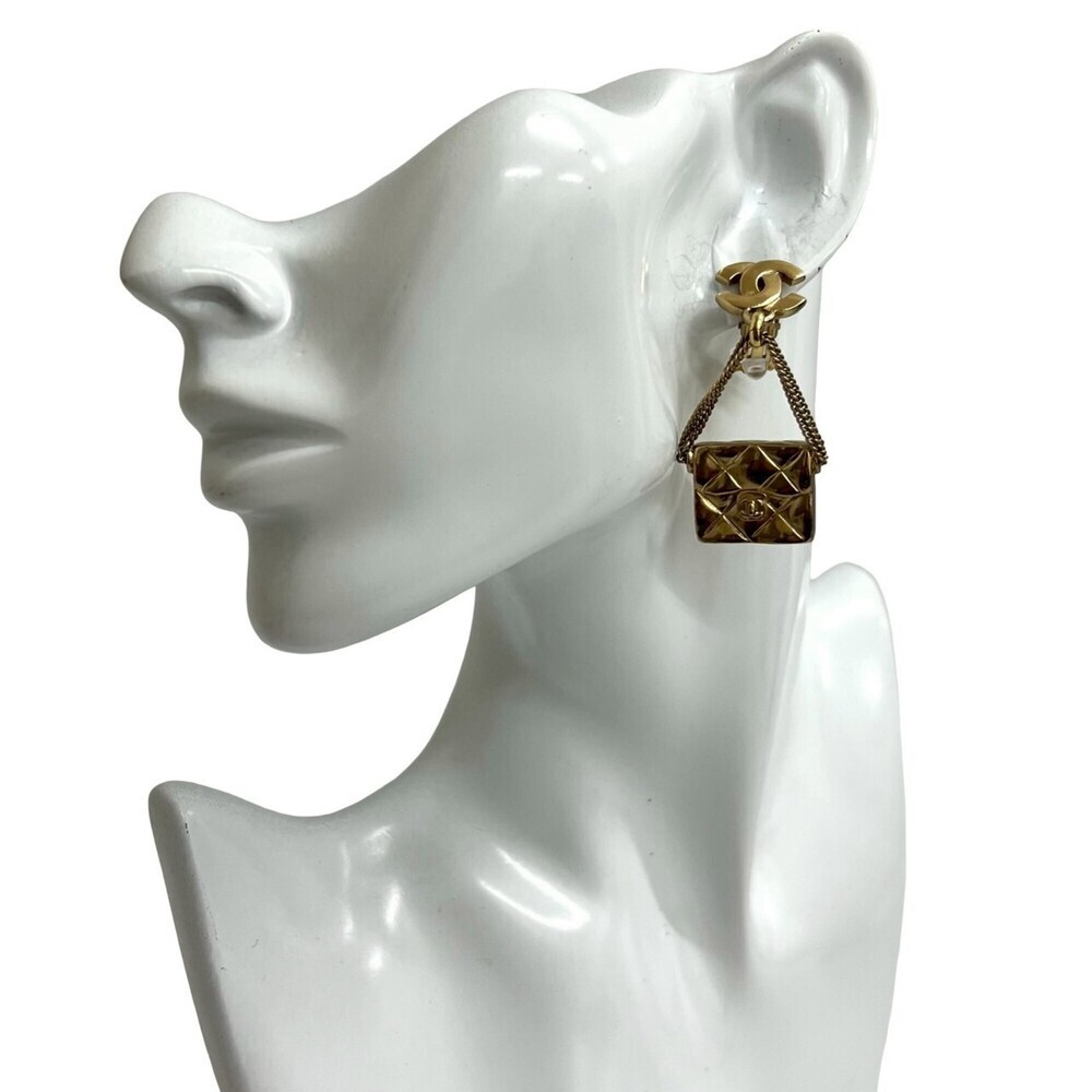 CHANEL Gold Logo Earrings